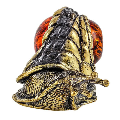 Фигурка из бронзы и янтаря "Улитка Моника" №1921K