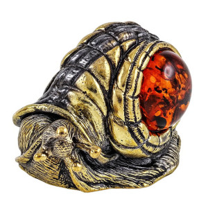 Фигурка из бронзы и янтаря "Улитка Моника" №1921K