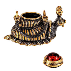 Фигурка из бронзы и янтаря "Чайник Улитка" №1980K