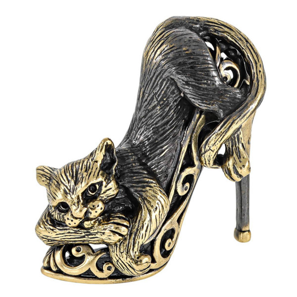 Фигурка из бронзы "Кот на туфельке Золушки" №2731-1 Фигурка из бронзы "Кот на туфельке Золушки" №2731-1