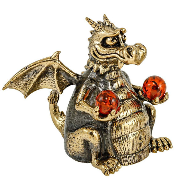 Фигурка из бронзы и янтаря "Дракон Йог" №3105K Фигурка из бронзы и янтаря "Дракон Йог" №3105K