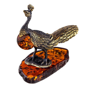 Фигурка из бронзы и янтаря "Павлин" №814K