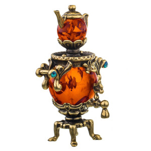Фигурка из бронзы и янтаря "Самовар" №1370
