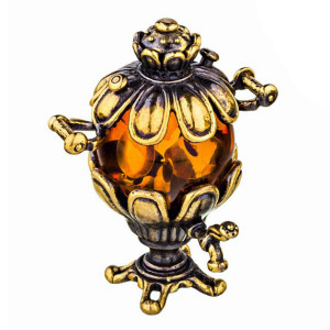 Фигурка из бронзы и янтаря "Самовар" №1484K