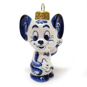 Игрушка на ёлку Гжель "Мышонок" №2798-1