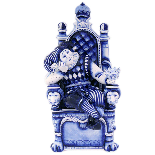 Фигурка Гжель "Шут и корона" №CHS003 Фигурка Гжель "Шут и корона" №CHS003
