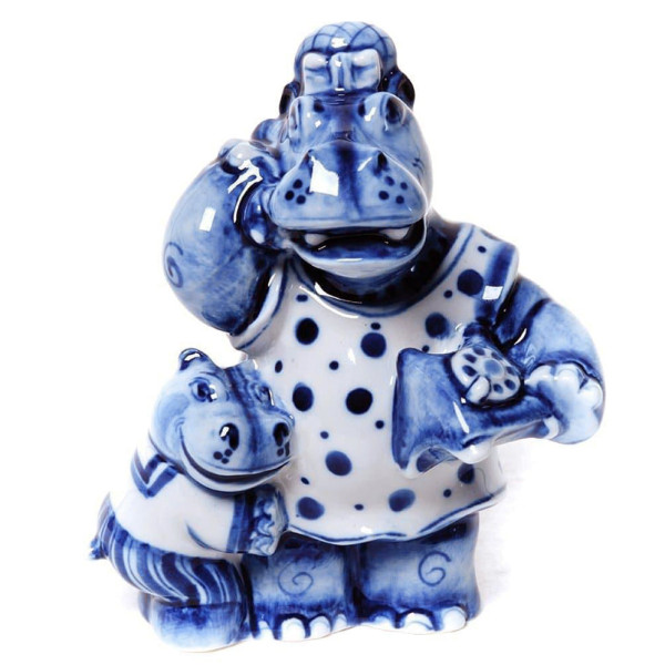 Фигурка Гжель "Бегемоты" №CHS030 Фигурка Гжель "Бегемоты" №CHS030