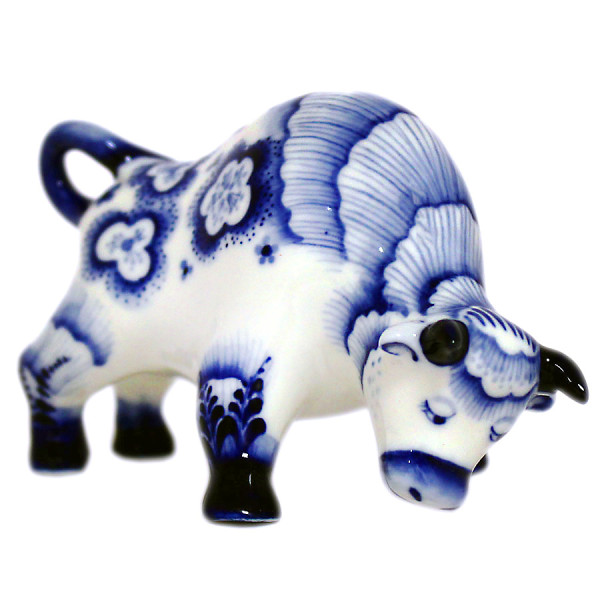 Фигурка Гжель "Бык цветочный" №CHS036 Фигурка Гжель "Бык цветочный" №CHS036