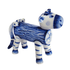 Фигурка Гжель "Бычек соломенный бочок" №CHS039