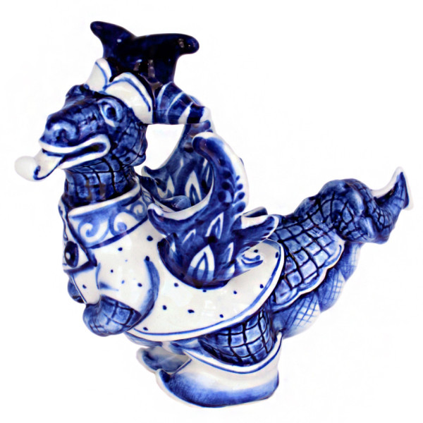 Фигурка Гжель "Дракон Скоморох" №CHS055 Фигурка Гжель "Дракон Скоморох" №CHS055