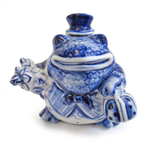 Фигурка Гжель "Жаба кавалер" №CHS063