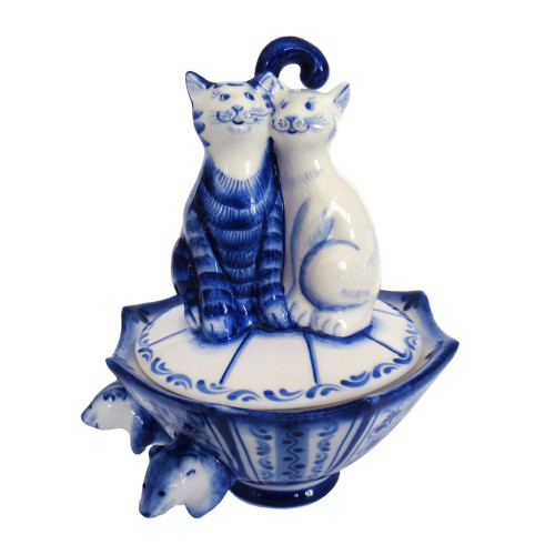 Фигурка-шкатулка Гжель "Зонтик" №CHSH009