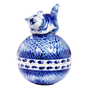 Фигурка-шкатулка Гжель "Клубок" №CHSH011