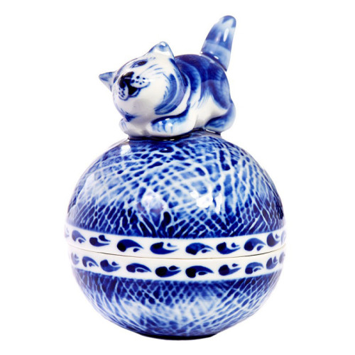 Фигурка-шкатулка Гжель "Клубок" №CHSH011