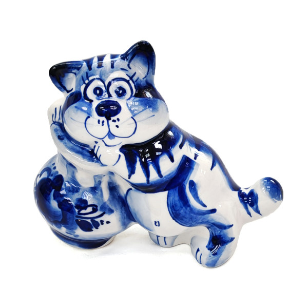 Фигурка Гжель "Кот Сметана" №12330 Фигурка Гжель "Кот Сметана" №12330