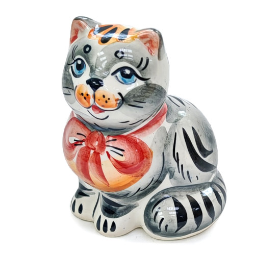 Фигурка Гжель "Кошка с баном" №12335