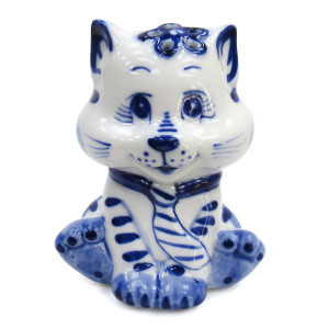 Фигурка Гжель "Кот в галстуке" №T132