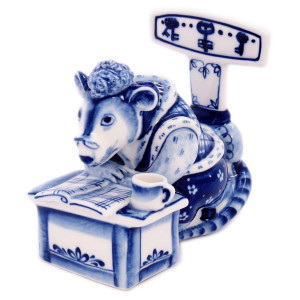 Фигурка Гжель "Крыса вахтер" №CHS085