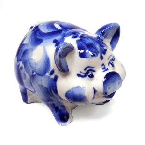 Фигурка гжель "Свинка толстая" №2779