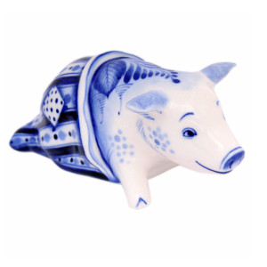 Фигурка Гжель "Поросенок в мешке" №CHS134