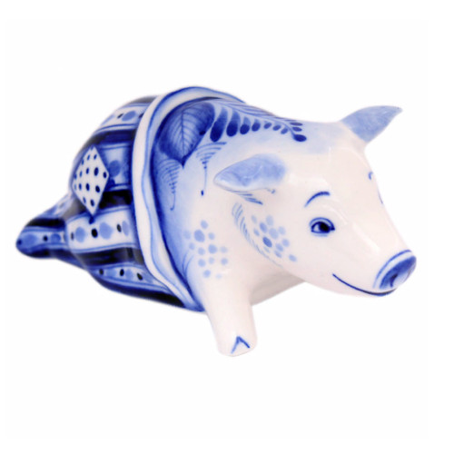 Фигурка Гжель "Поросенок в мешке" №CHS134