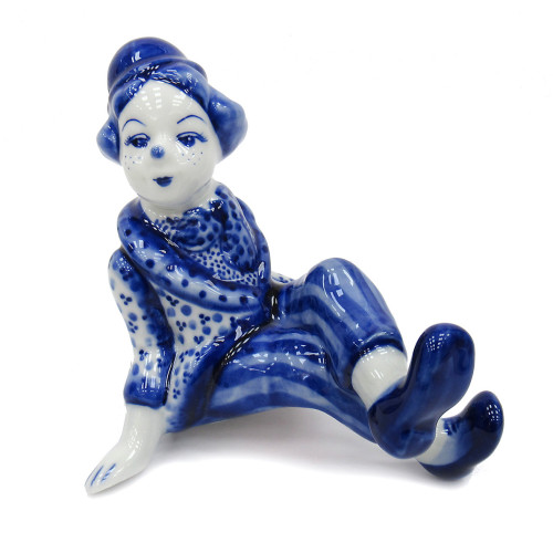 Фигурка Гжель "Клоун сидит" №T017