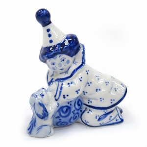 Фигурка Гжель "Клоун с собакой" №T019