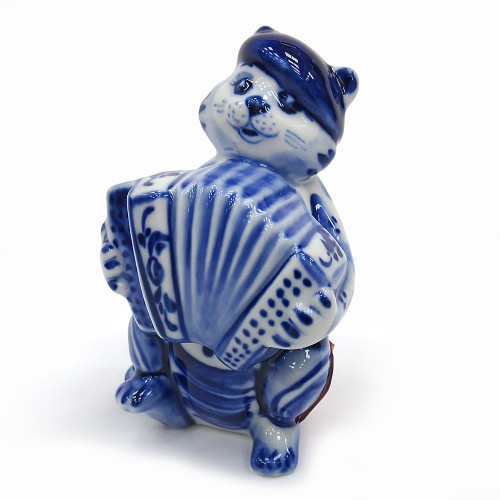 Фигурка Гжель "Кот гармонист" №T028