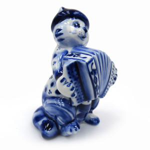 Фигурка Гжель "Кот гармонист" №T028