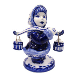 Фигурка Гжель "Девочка с коромыслом" №T033