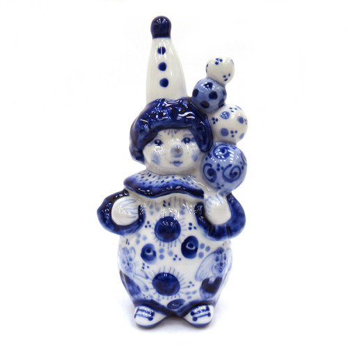 Фигурка Гжель "Клоун с шарами" №T109