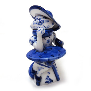 Фигурка Гжель "Кошка в кафе" №T111