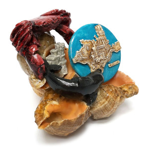 Фигурка из гипса и ракушки "Краб. Ласточкино Гнездо. Дельфин" №537-6