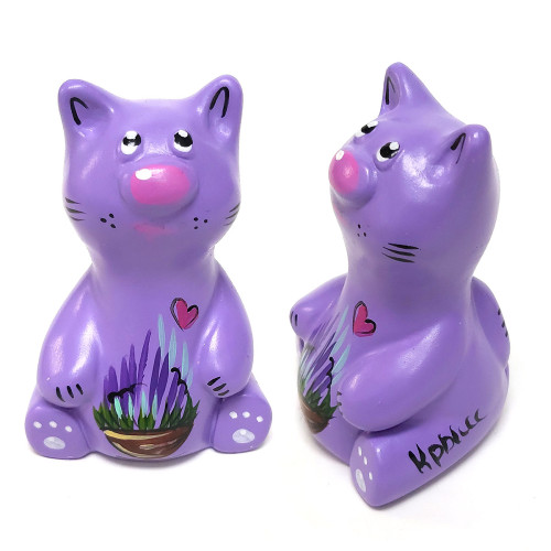 Фигурка из гипса "Кот морской с лавандой" №606