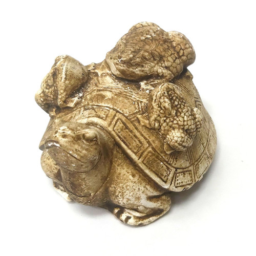 Фигурка из гипса "Черепаха с лягушками" №860