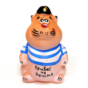 Фигурка из гипса "Кот моряк оранж. Привет из Крыма" №FG-11-2