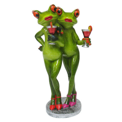 Фигурка из полистоуна "Лягушки подружки c коктейлем" №29013
