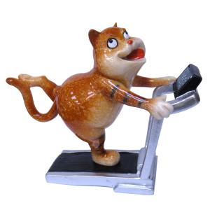 Фигурка из полистоуна "Кот на беговой дорожке" №YX01002