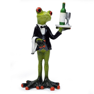 Фигурка из полистоуна "Лягушка официант" №YX09023