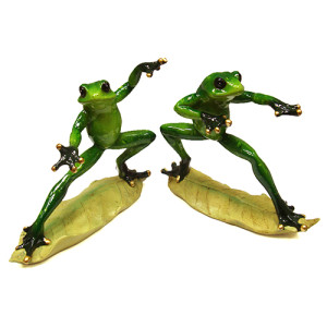 Фигурка из полистоуна "Лягушка на листе" каратэ №YX2119