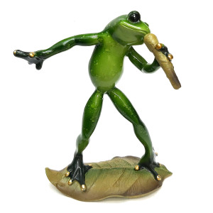 Фигурка из полистоуна "Лягушка-артистка с микрофоном" №YX2123D
