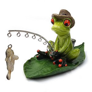 Фигурка из полистоуна "Лягушка на рыбалке" №YX41060