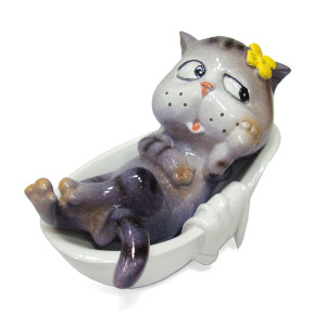 Фигурка из полистоуна "Кот в ванной" №YX51017