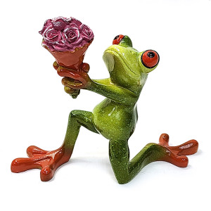 Фигурка из полистоуна "Лягушка с букетом" №YX6030-2