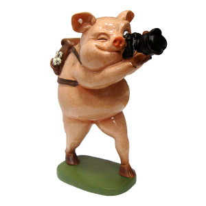 Фигурка из полистоуна "Свин-фотограф" №YX71025
