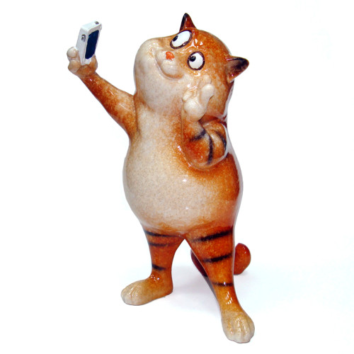 Фигурка из полистоуна "Кот селфи" №YX71088