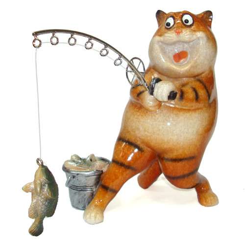 Фигурка из полистоуна "Кот рыболов" №YX71092