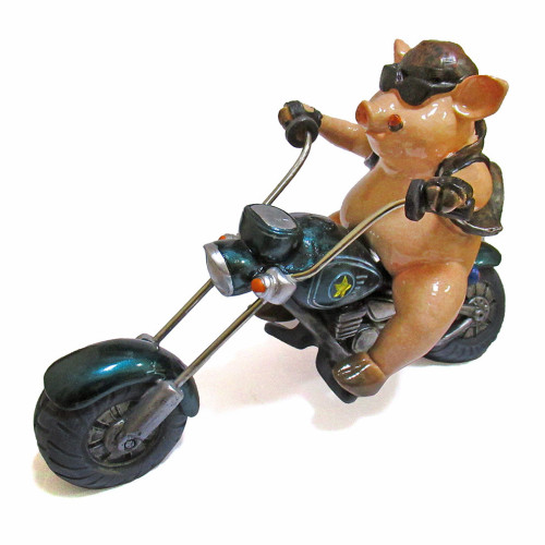 Фигурка из полистоуна "Свинья байкер" №YX91002