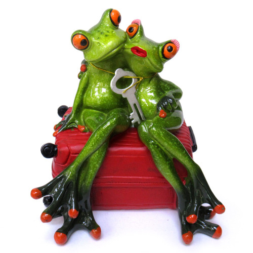 Фигурка-копилка из полистоуна "Лягушки - парочка на чемодане" №YX99043