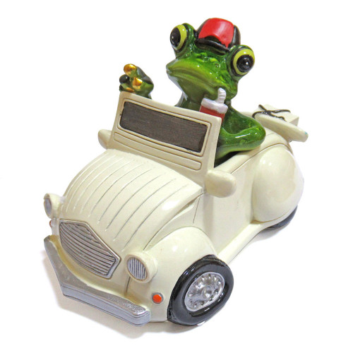 Фигурка из полистоуна "Лягушка в белой машине" №YX99045